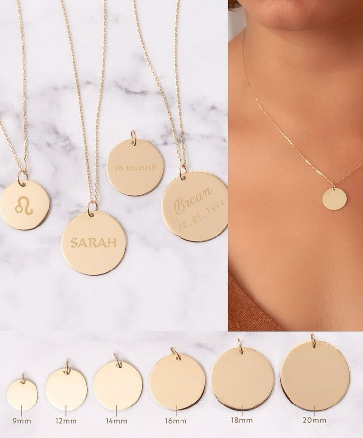 "Gold Disc Necklace, Gold Disc Pendant, Initial Disc, Stacking Necklace, Personalized Disc, Engraved Disc, Disc Charm, Round Disc, Custom Disc, Custom Name Necklace, Zodiac Sign Necklace, Custom Handwriting, Letter Disc Material: Real solid gold (no plating, no gold filled etc) Gold karat: 14K Gold color options: Yellow, rose, white Disc diameter options: 9 mm, 10 mm, 12 mm, 14 mm, 16 mm Average Disc thickness: 0.40 mm (0.35 - 0.45 mm) NECKLACE LENGTH Please be sure about the necklace length. Ke Cheap Personalized Oval Pendant Necklace, Customizable Rose Gold Pendant Jewelry, Customizable Rose Gold Round Pendant Jewelry, Customizable Rose Gold Round Pendant, Customizable 14k Rose Gold Jewelry, Customizable 14k Gold Initial Pendant Jewelry, Rose Gold Round Disc Jewelry, Tarnish Resistant, Rose Gold Tarnish Resistant Round Disc Jewelry, Silver Nameplate Necklace Stamped 14k