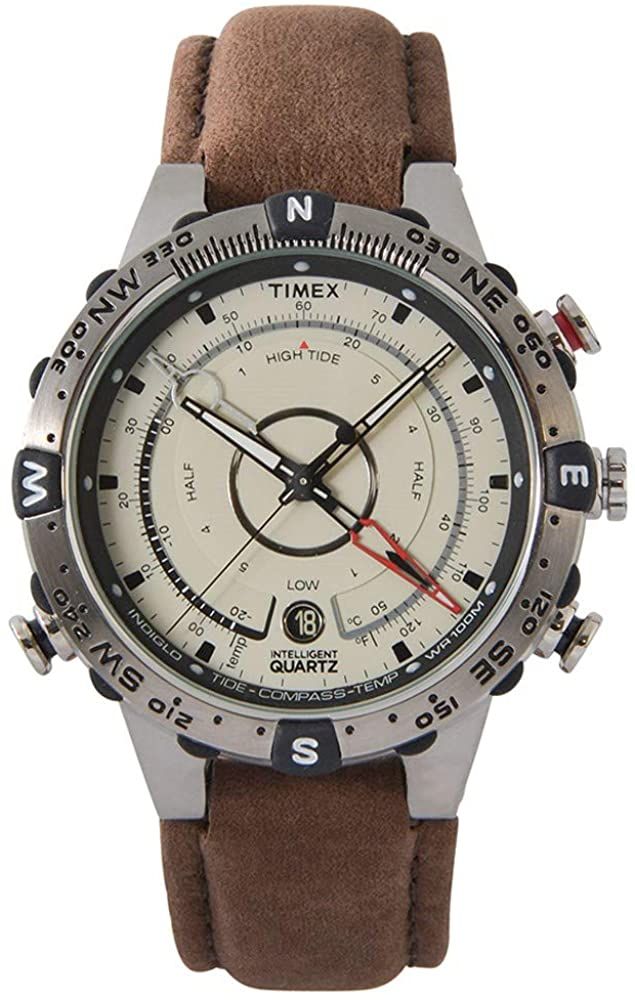 Amazon.com: Timex Men's T2N721 Intelligent Quartz Compass Tide Temperature Silver Case Brown Strap Watch: Timex: Watches Compass Watch, Marine Gifts, Stylish Watches Men, Gifts For Sailors, Timex Watches, Amazing Watches, Watches Unique, Air Pressure, Stylish Watches