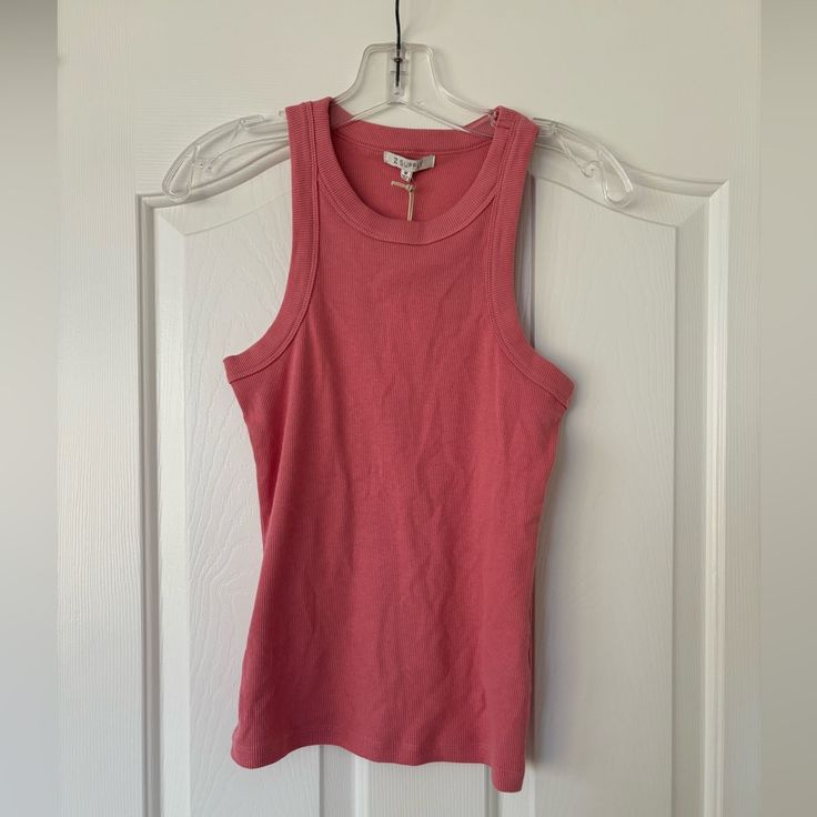 Z Supply Lily Rib Tank Size Medium New With Tags Coral Pink Color Spring Pink Everyday Tank Top, Pink Tank Top For Everyday Spring Wear, Everyday Pink Spring Tank Top, Pink Casual Tank Top For Everyday, Casual Pink Tank Top For Everyday, Coral Pink Color, Coral Pink, Pink Color, Coral