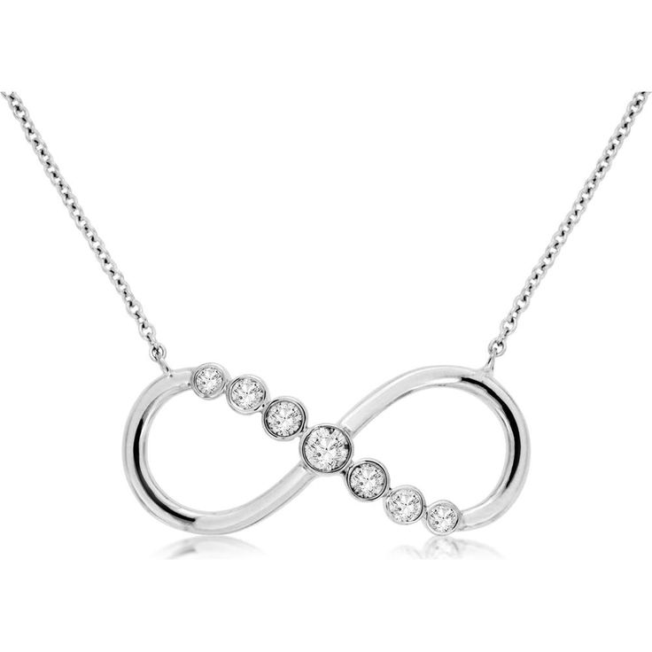 Royal 14K White Gold Infinity Pendant Necklace with Bezel-Set Round Diamonds - 0.22 Carat Total Diamond Weight Diamond Infinity Necklace, Infinity Design, Infinity Pendant, Infinity Necklace, Infinity Symbol, Charm Making, Delicate Chain, Everlasting Love, Royal Jewelry