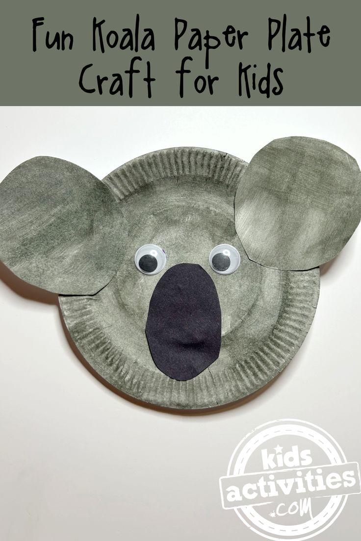 a paper plate with a koala on it and the words fun koala paper plate craft for kids