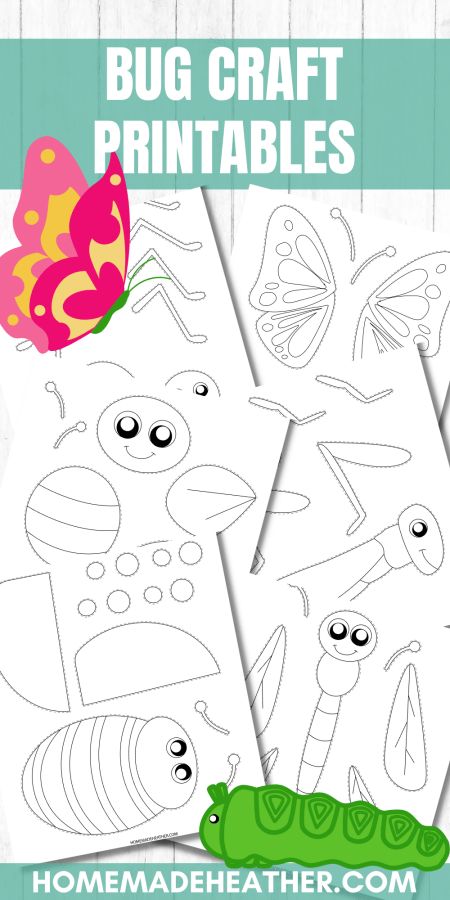 bug craft printables for kids to color and cut out with the words,'bug