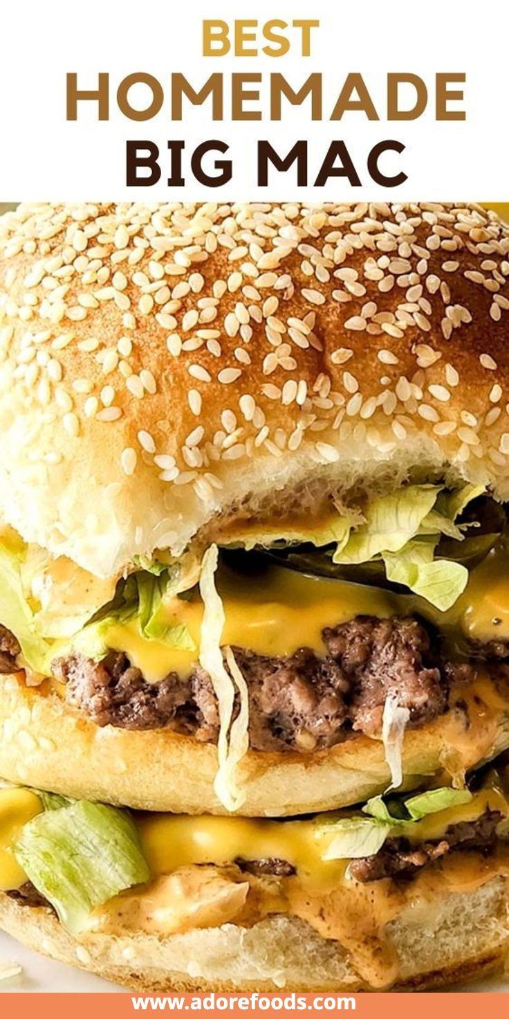 a cheeseburger with lettuce and tomato on it is featured in the ad for best homemade big mac