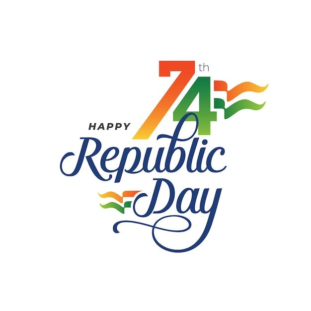 the 74th republic day logo is shown in blue, green, and orange colors