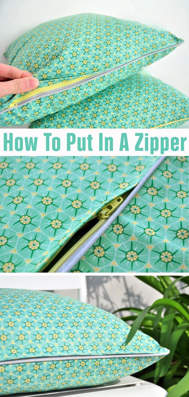 how to put in a zipper on a pillow with the sewing hole open and closed