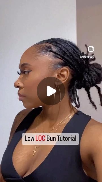 𝐊𝐌𝐎𝐍𝐈𝐈𝐐𝐔𝐄 on Instagram: "Low LOC Bun Tutorial! ��🔒 This is an old video but still very much current & an easy way to achieve a low bun without a full retwist! Counting down until my retwist 😂 #starterlocs #locjourney #locstyles #locgang #locnation #nylocs #locswithcurlyends #locretwist" Loc Bun Styles Updo, French Roll On Locs, How To Style Old Locs, Low Bun On Locs, Easy Diy Loc Styles, Locs Low Bun Styles, Locs Without Retwist, Loc Bun Tutorial, Low Loc Petal Bun