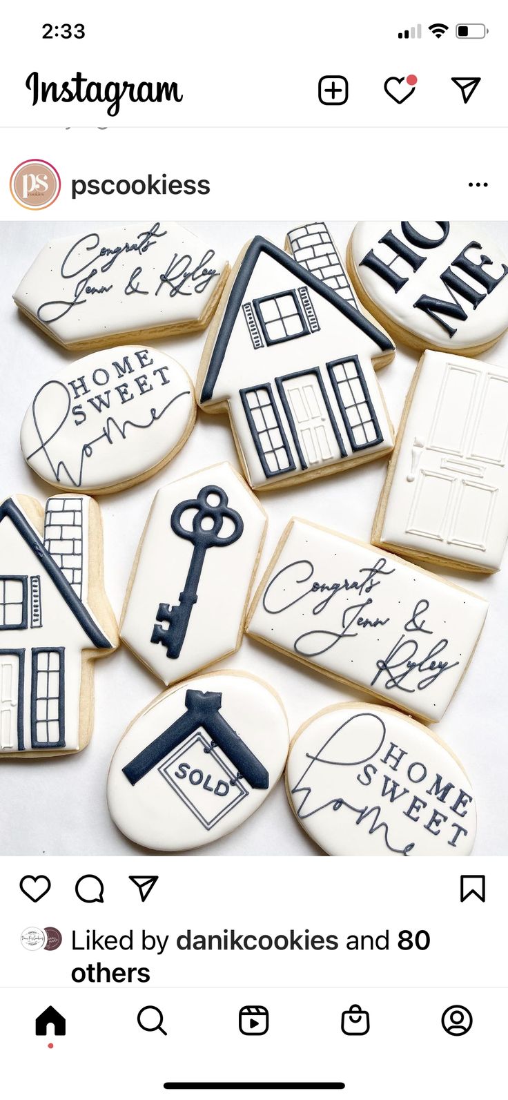 some cookies that have been decorated to look like houses and keys on them with the words instagram