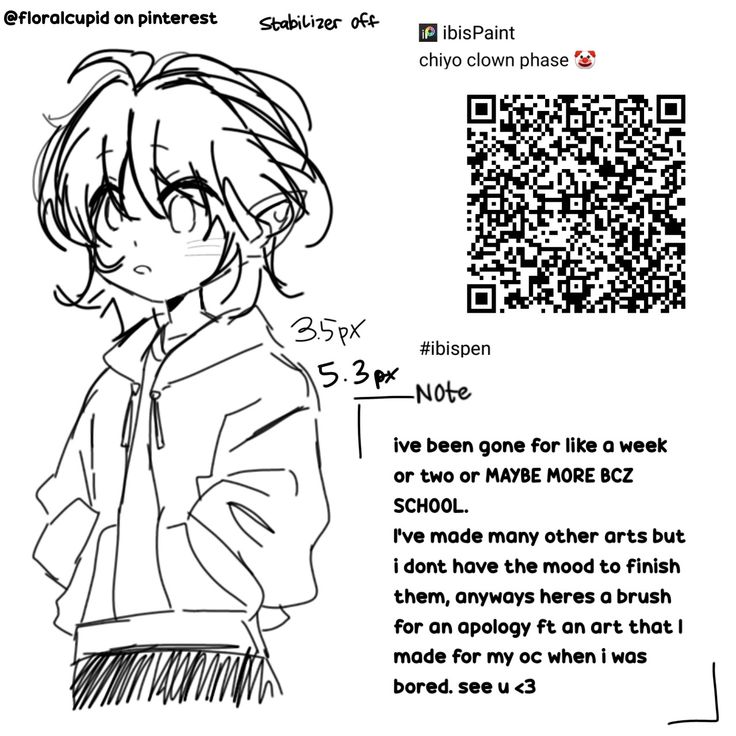 an anime character with a qr code in front of him and the text below it