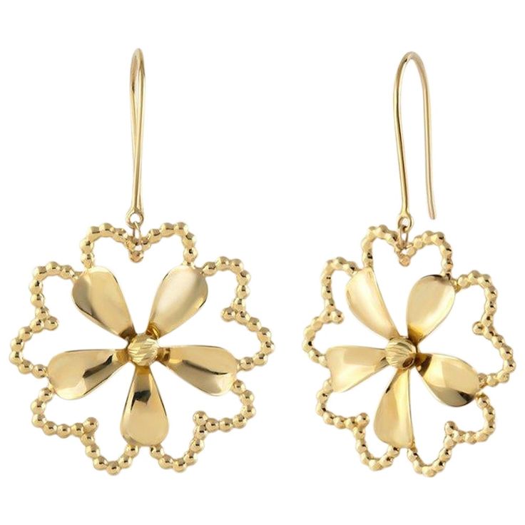 Introducing the 14K Solid Gold Flower Earrings, a testament to Orena Jewelry's deep-rooted passion for nature's unmatched elegance. Each earring is masterfully shaped by hand, reflecting a harmonious fusion of nature's splendor and timeless sophistication. These dangle pieces emerge as the pinnacle for those who have an affinity for nature's grace and seek to amplify their ensemble with a touch of refined charm. Details you'll adore: Exquisitely sculpted from the finest 14K Solid Gold. Available Gold Flower Earrings, Gold Flower, Blossom Flower, Gold Flowers, Solid Yellow, Flower Earrings, Timeless Beauty, Or Rose, Jewelry Earrings Dangle