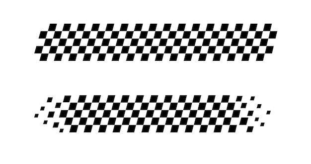 two black and white checkered lines on a white background