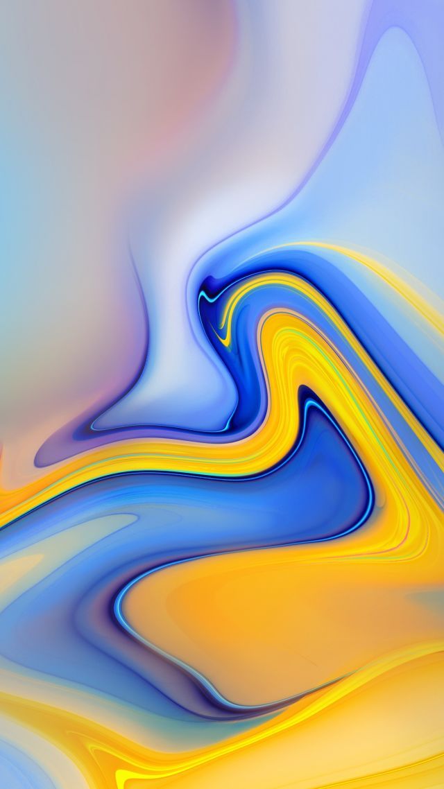 an abstract painting with blue, yellow and white colors