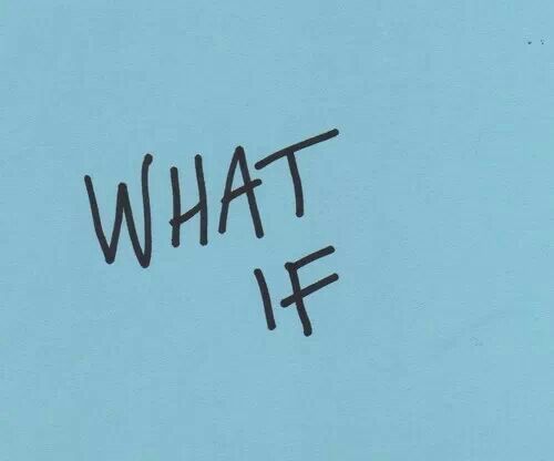 the words what if written in black ink on a blue background