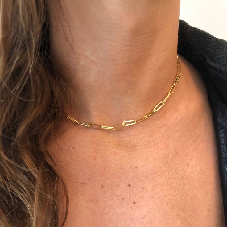 Thick Paperclip Link Chain Necklace Choker Necklace Gold, Clean Sterling Silver, Dream Aesthetic, Gold Choker Necklace, Vermeil Jewelry, Demi Fine Jewelry, Custom Jewelry Design, Jewelry Cleaner, Silver Pieces