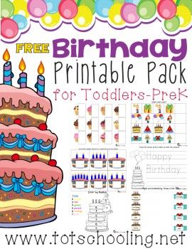 birthday printable pack for toddlers - prek