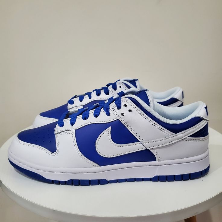 Nike Dunk Low Racer Blue Sku Dd1391 401 100% Authentic Brand New With Original Box Ship Same Day Or Next Day Classic Blue Sneakers With Rubber Sole, Blue Leather Basketball Shoes With Rubber Sole, Classic Blue Sneakers With Contrast Sole, Blue Leather Sneakers With Boost Midsole, Blue Leather Lace-up Sneakers, Blue Low-top Sneakers With Contrast Sole, Classic Blue Sneakers, Blue Lace-up Skate Shoes With Contrast Sole, Classic Blue Lace-up Sneakers