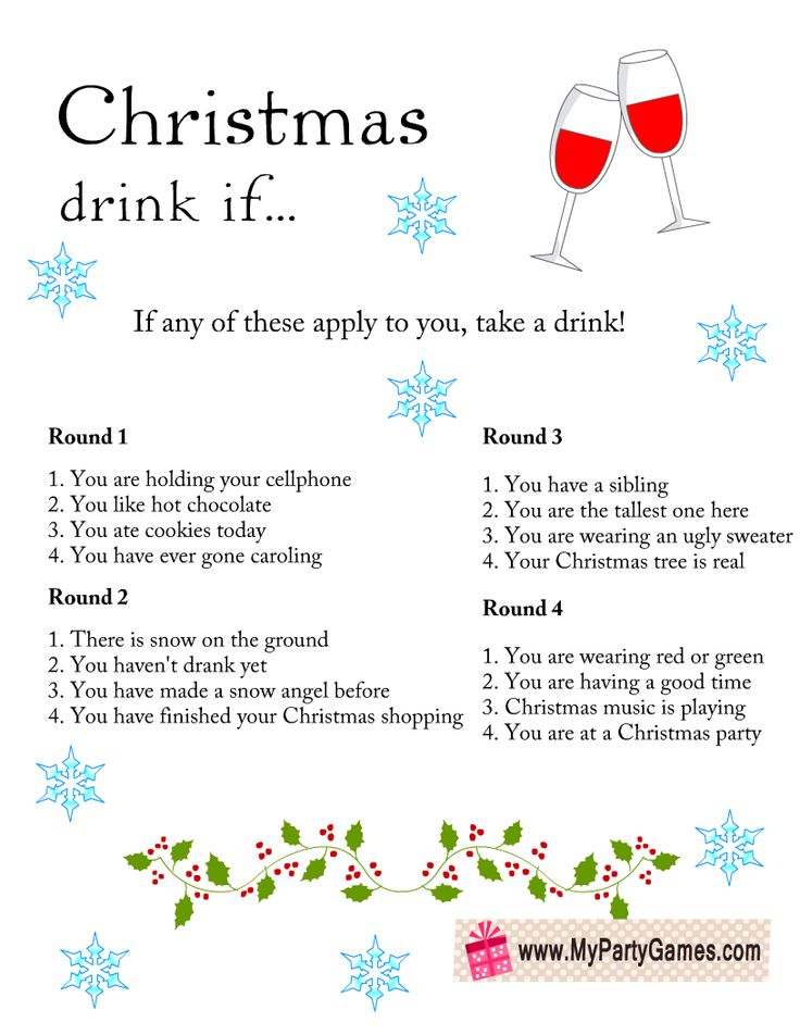 a christmas drink list with two glasses of wine