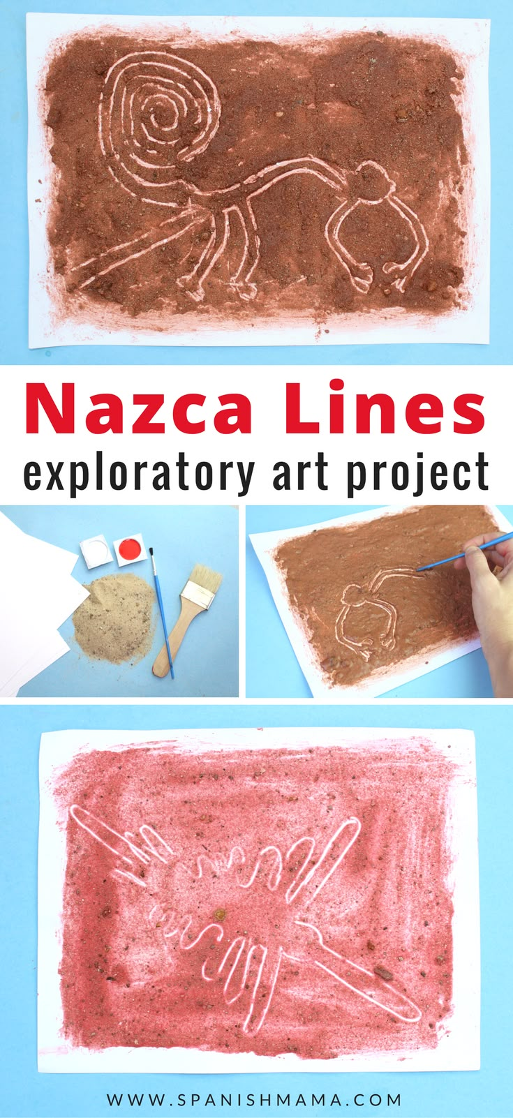 the instructions for making nazca lines art project with sand and crayons