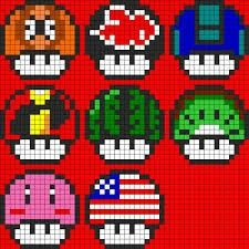 an image of mario bros pixel art on a red background with different colors and shapes