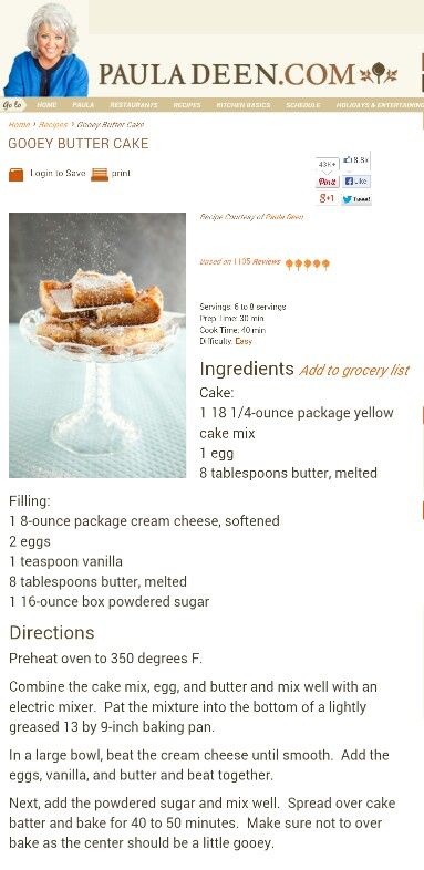 an image of a recipe for baked goods on the web page, with information about it