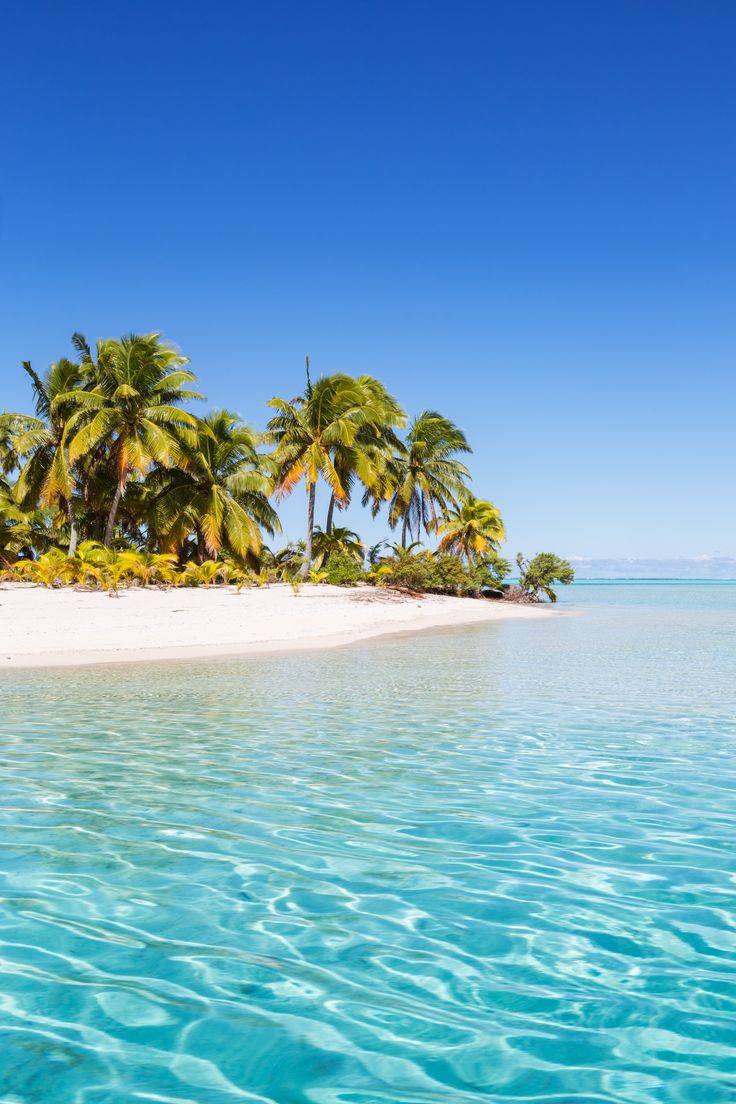 an island with palm trees and the words, one foot island beach, cook islands