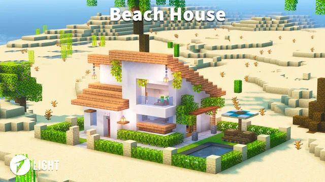 a beach house is shown in the middle of an island with trees and bushes around it