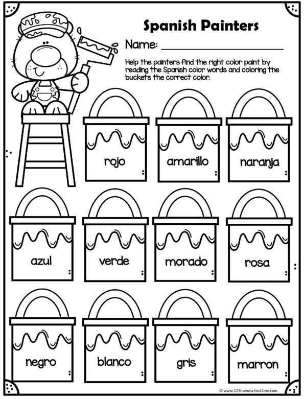 printable spanish worksheet for kids with pictures