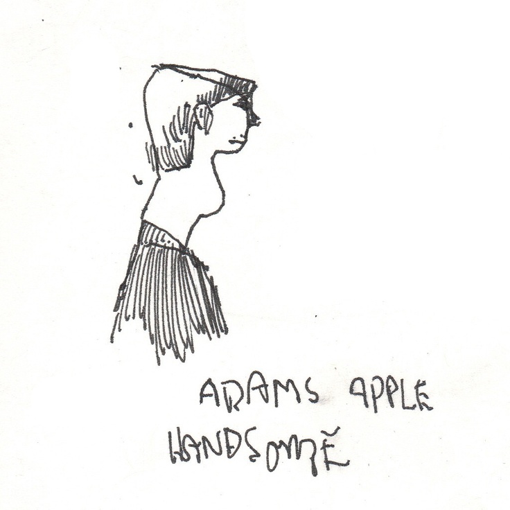 a drawing of a woman's head with the words adams apple handsome