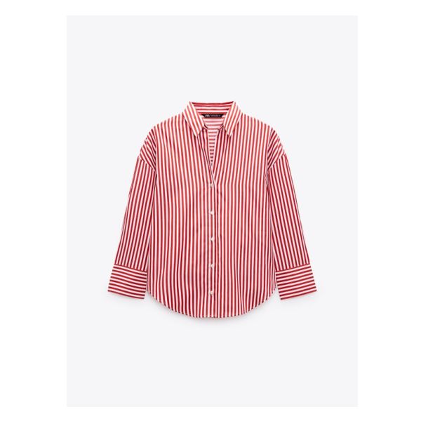 Lapel collar shirt with V-neck and long sleeves. Front button closure. Collar Shirt, Poplin Shirt, Lapel Collar, Neck Shirt, Collar Shirts, Button Up, Long Sleeves, V Neck, Collar