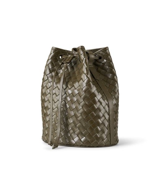 Bembien's Adele bag will be your new go-to this season. The mini bucket silhouette is woven from an olive green leather for a polished look that's perfect for day-to-day wear. Functional and stylish, you're sure to receive endless compliments. Leather Woven Bucket Bag, Modern Woven Leather Bucket Bag, Luxury Bucket Bag With Intrecciato Weave, Daily Use Bucket Bag With Intrecciato Weave, Woven Leather Bucket Bag For Travel, Travel Woven Leather Bucket Bag, Travel Bucket Bag With Woven Leather, Woven Leather Bucket Bag For Shopping, Modern Green Bag With Woven Leather