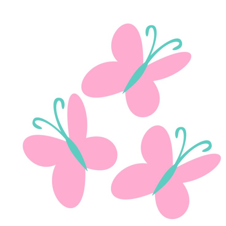 three pink butterflies flying in the air with blue outlines on their backs and wings