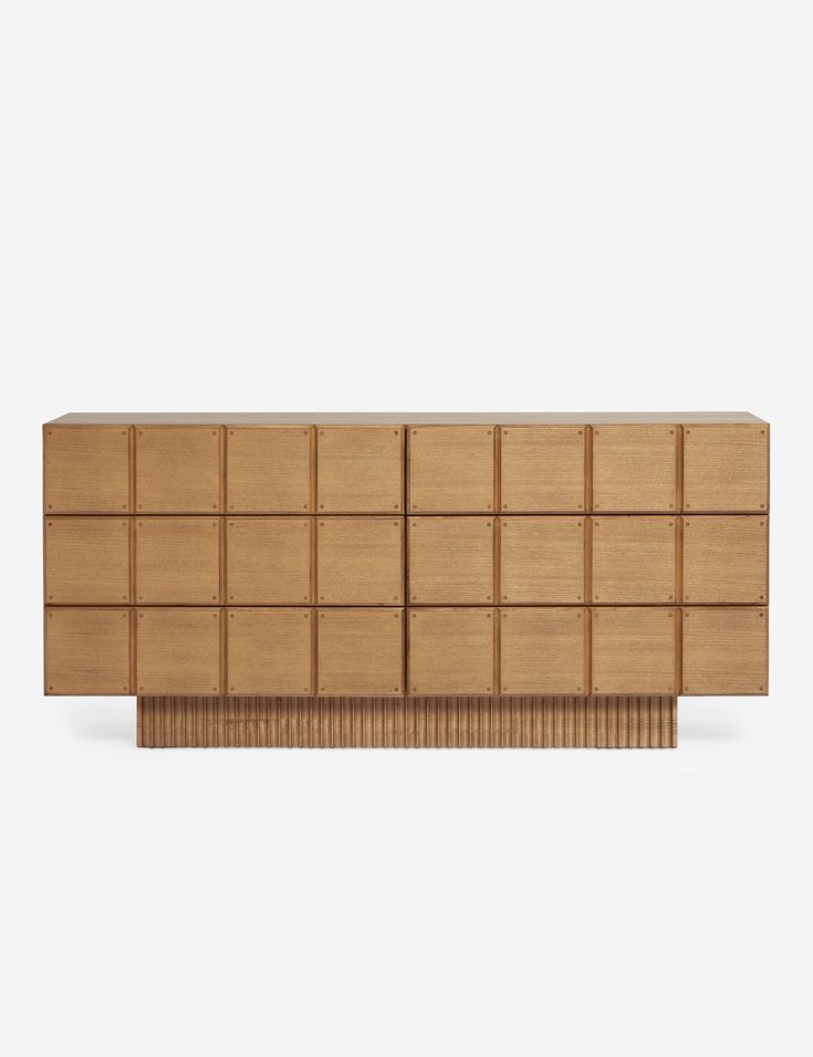 the sideboard is made out of wood and has several compartments on each side,