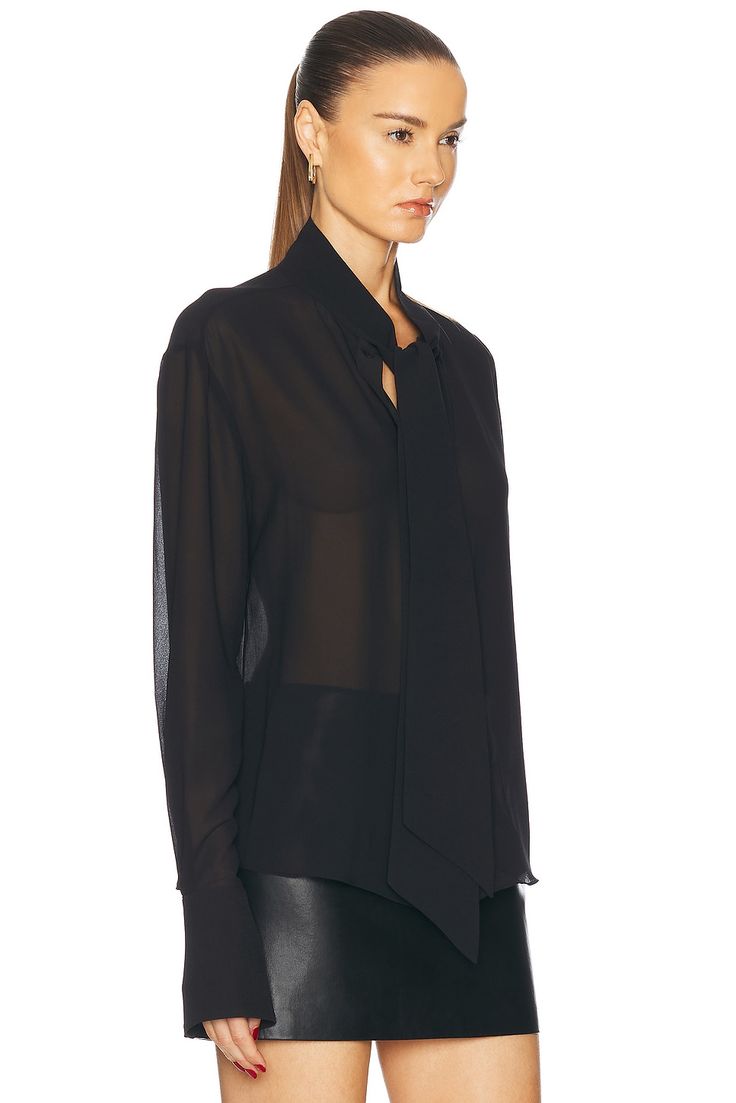 Self: 100% polyester, Trim: 92% polyester 8% spandex.  Made in China.  Hand wash.  Front button closure.  .  .  .  .  .  .  .  .  .  .  .  . Sleek Tops With Concealed Placket For Work, Sleek Fitted Tops With Button Closure, Sleek Collared Tops With Concealed Placket, Sleek Tops For Office Wear In Fall, Sleek Fall Tops For Office Wear, Chic Collared Tops With Concealed Placket, Sleek Collared Top With Button Closure, Sleek Fitted Collared Top, Collared Tops With Hidden Button Closure For Office