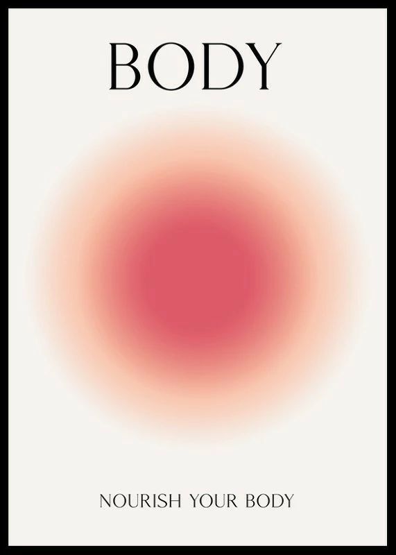 a poster with the words body in black and red on it's front cover