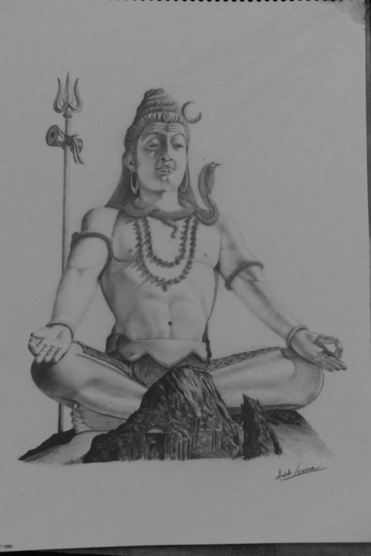 a pencil drawing of a man sitting in the lotus position