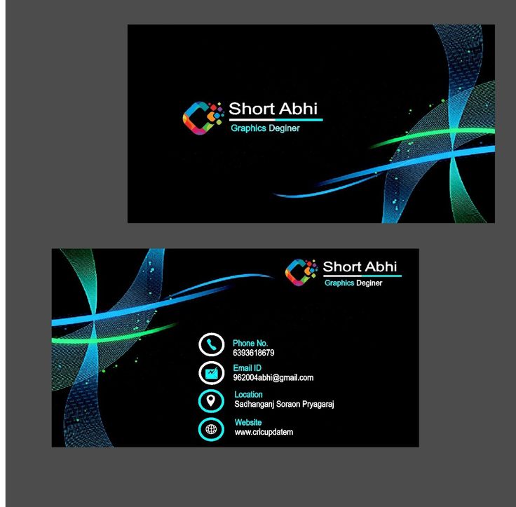 two business cards designed to look like an abstract design with blue, green and white lines