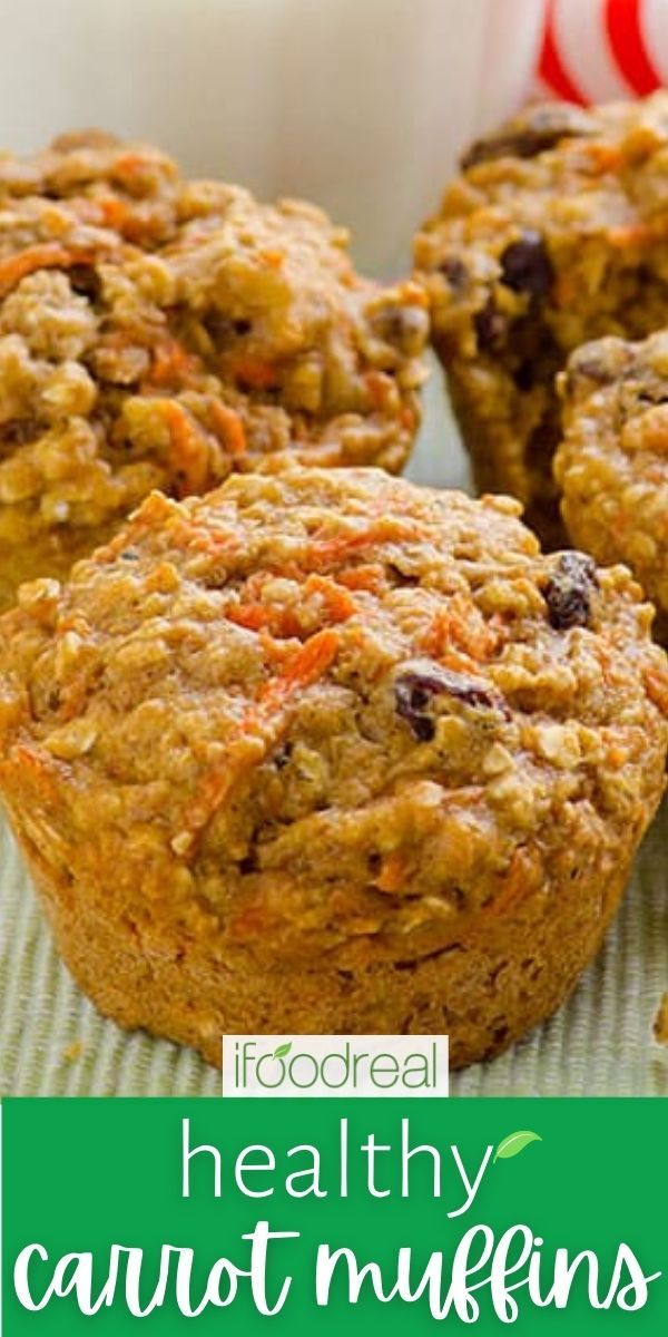 healthy carrot muffins with oats in the background