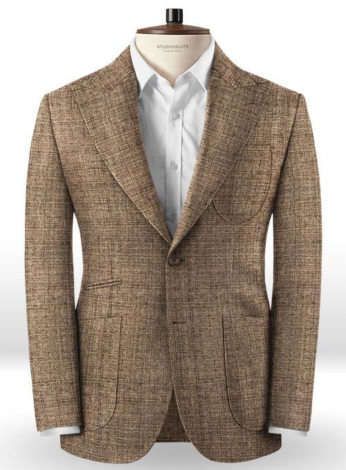 Reveal your sense of style in this vintage inspired tweed jacket. 
 
 Custom Made Pablo Style jacket, exclusively hand tailored by our most excellent craftsmen,styled with patch pockets and wide peak lapels(4.5"). 
 
 Made from Pure 100% Premium Wool, one of the finest fabrics available, colors to choose from, Jacket is fully lined. 
 
 When it comes to stylish, sophisticated clothing, our jackets are all you want. 
 
 Lining: 100% Viscose; Dry Clean. Brown Tweed Jacket With Notch Lapel And Welt Pockets, Tailored Brown Tweed Jacket With Pressed Crease, Tailored Tweed Jacket With Lapel Collar, Notch Lapel Tweed Jacket For Tailoring, Semi-formal Tweed Jacket With Lapel Collar, Tailored Brown Tweed Jacket With Lapel Collar, Tailored Tweed Sport Coat With Welt Pockets, Brown Tweed Jacket With Herringbone Pattern And Suit Collar, Tailored Brown Single-breasted Tweed Jacket