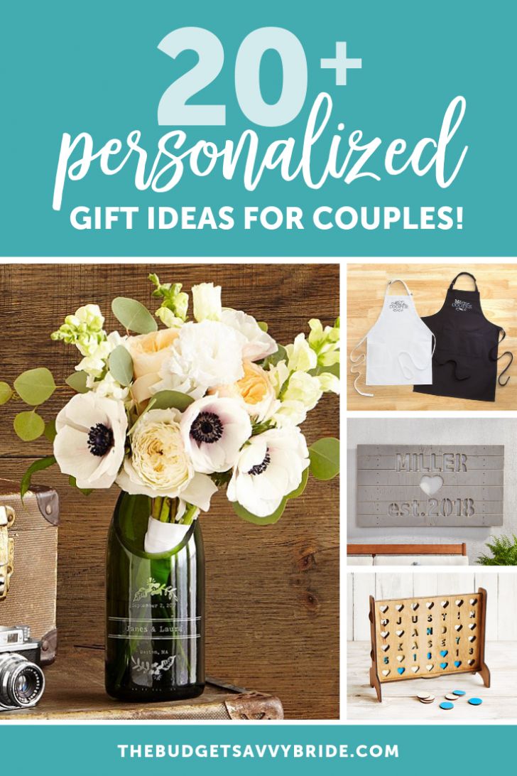 the best gift ideas for couples with text overlay that reads, 20 personalized gift ideas for couples