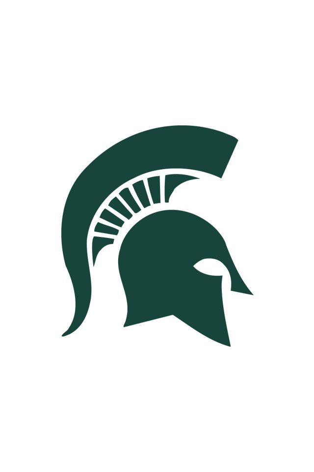 the michigan state spartan's logo is shown in green and white on a white background