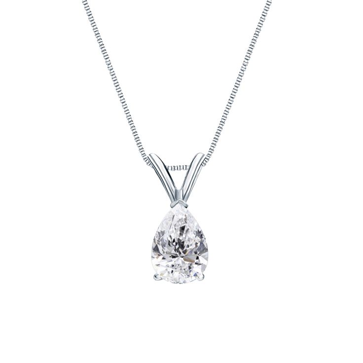 This beautiful solitaire pendant features a 0.50 ct. total weight pear-cut natural diamond in 18k white gold v-end prong setting. The pendant comes with a matching 18-inch box chain that secures with a spring ring clasp. Black Diamond Pendant, Diamond Solitaire Pendant, Black Diamond Studs, Halo Diamond Earrings, Solitaire Diamond Pendant, Colored Diamond Rings, Black Diamond Ring, Brown Diamond, Gemstone Studs