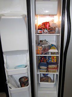 an open refrigerator door with food in it