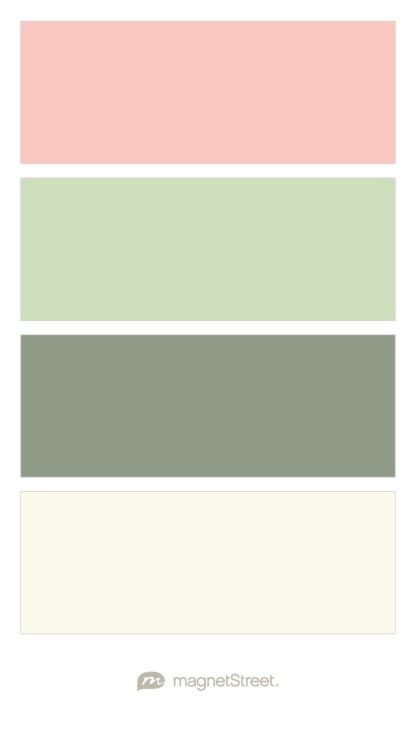 four different shades of pastel green, pink and white with the words imagine street