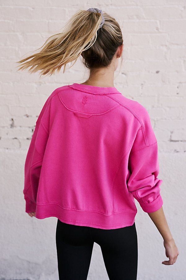 So essential and made to wear everywhere, this classic sweatshirt is featured in a slightly cropped length and boxy fit with seam detailing throughout. **Fit:** Boxy, relaxed fit, slightly cropped **Features:** Soft fabrication, pullover style, classic crew neckline, drop shoulder sleeves **Why We | Intercept Pullover by FP Movement at Free People, Living Magenta, XS Free People Athletic Wear, Free People Clothes, Anna Claire, Short One Piece, Free People Activewear, People Clothes, Xmas List, Classic Sweatshirt, Gift Inspo