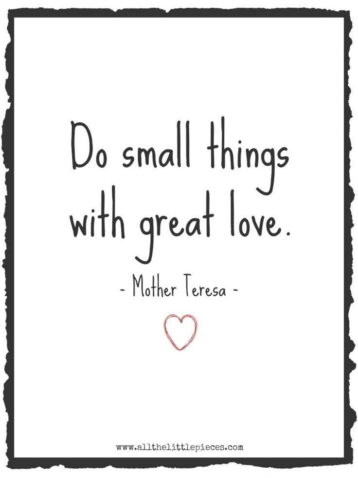 a quote that says do small things with great love, mother teresa on the front