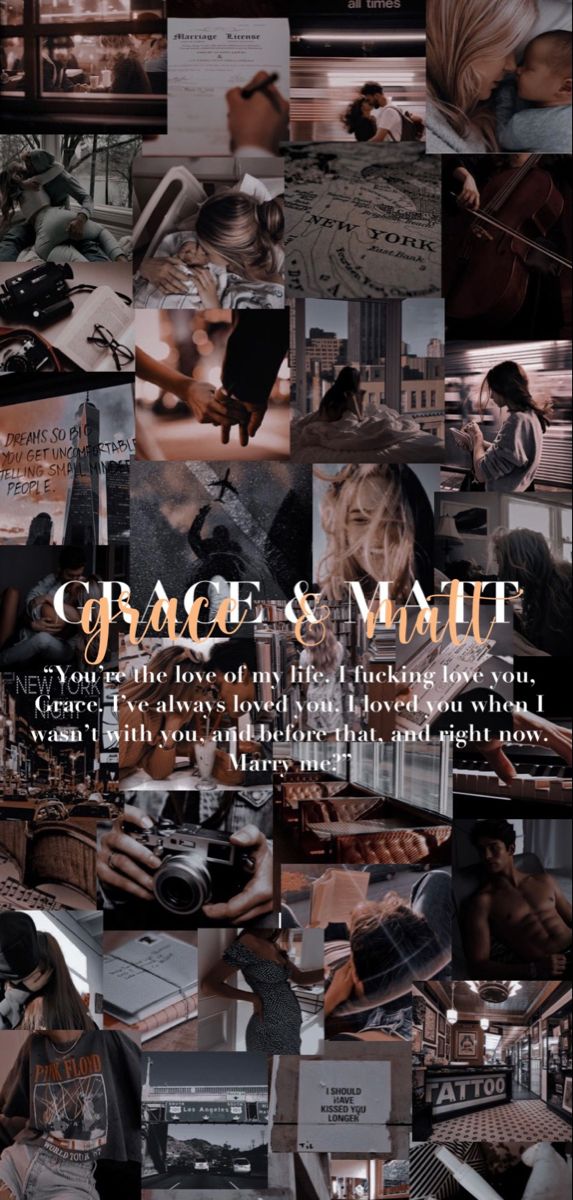 a collage of photos with the words grace and malt written in white on it