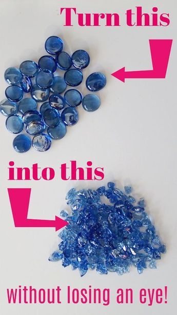 blue glass beads are shown next to the words turn this into this without losing an eye