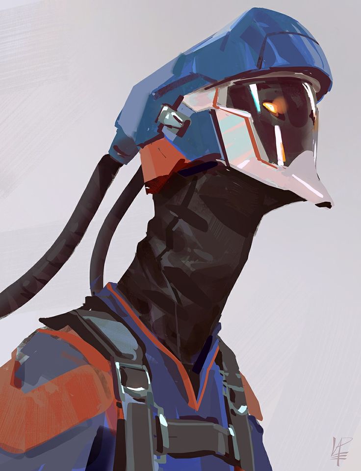 a digital painting of a person wearing a helmet