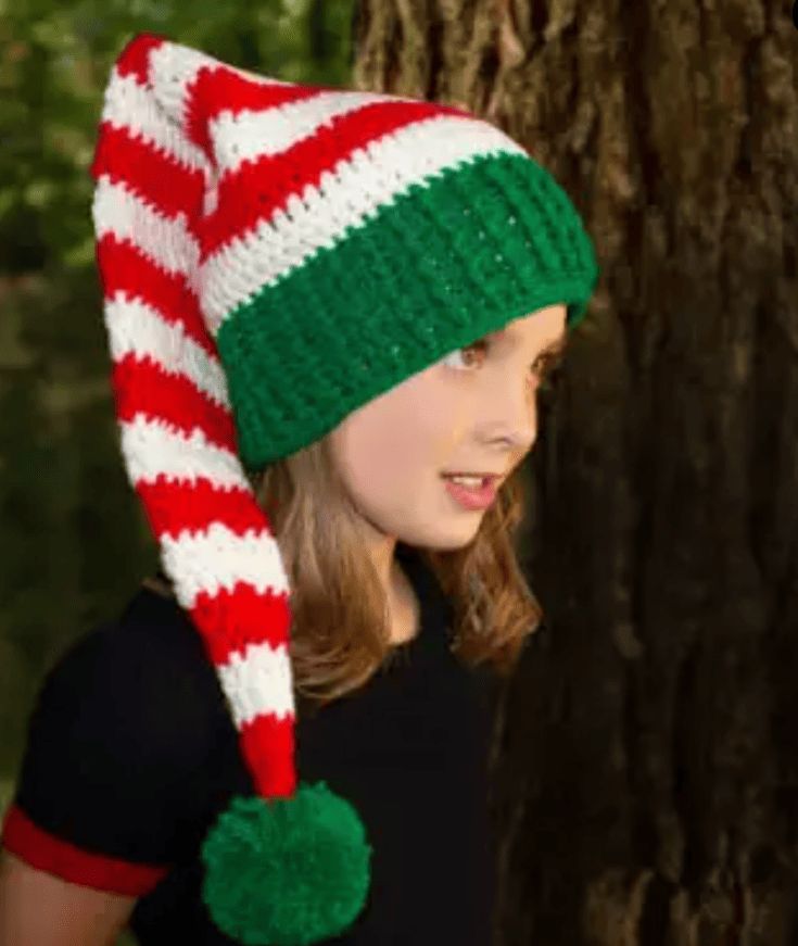 Crochet Elf Hat Pattern Free, Elf Hat Pattern, Crochet Elf Hat Pattern, Crochet Baby Booties Free Pattern, Christmas Elf Hat, Crochet Elf Hat, Baby Elf Hat, Crochet Elf, Elf Hats