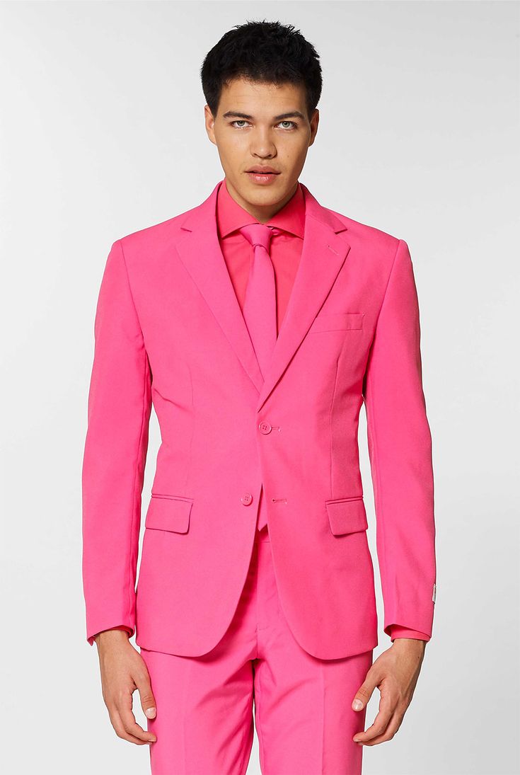 Mr. Pink | Men's Pink Suit | OppoSuits Pink Fitted Suits For Party, Pink Fitted Suit For Parties, Pink Spring Party Suit, Pink Single Breasted Suit For Party, Formal Pink Summer Blazer, Pink Single-breasted Suit For Party, Pink Single Breasted Party Suits, Pink Single-breasted Party Suits, Tailored Pink Suits For Party