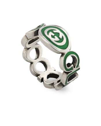 Gucci Sterling Silver Interlocked G Green Enamel Logo Ring Green Gucci, Gucci Earrings, Wedding Band Rings, Designer Silver Jewellery, Gucci Jewelry, Classic Wedding Rings, Diamond Supply, Cufflinks Wedding, Enamel Ring